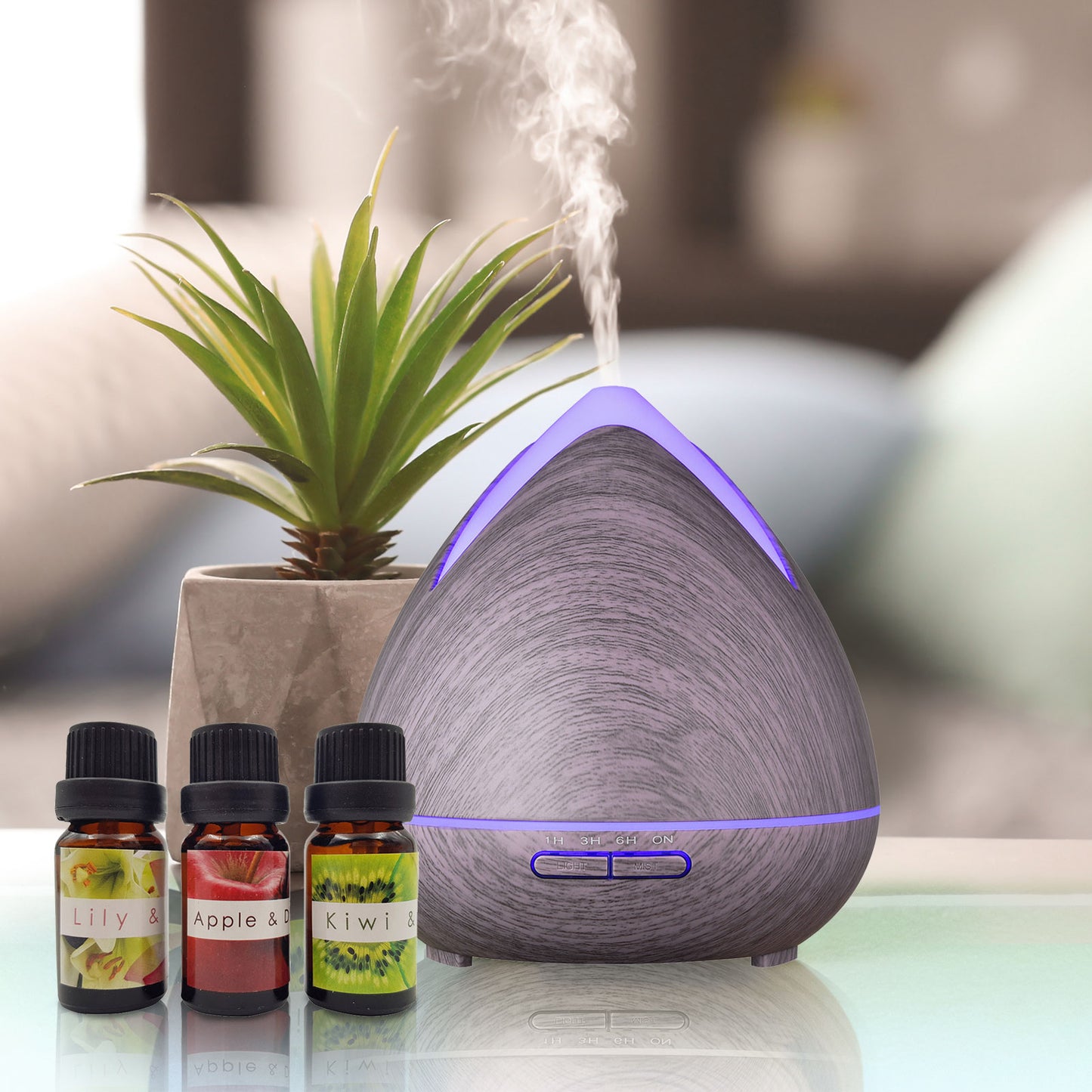 Essential Oils Ultrasonic Aromatherapy Diffuser Air Humidifier Purify 400ML - Light Wood