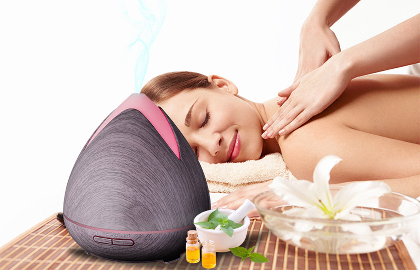 Essential Oils Ultrasonic Aromatherapy Diffuser Air Humidifier Purify 400ML - Light Wood