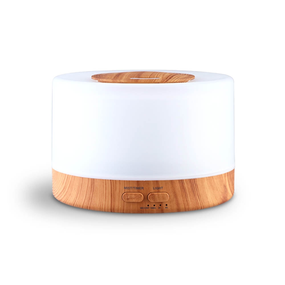 DEVANTI Aroma Diffuser Aromatherapy LED Night Light Air Humidifier Purifier Round Light Wood Grain 500ml Remote Control - ZenDiffusers.com.au