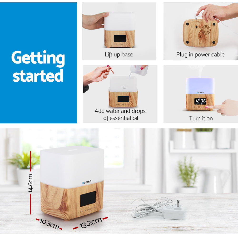 Devanti Aroma Diffuser Aromatherapy Humidifier Essential Oil Clock (OUT OF STOCK) - ZenDiffusers.com.au