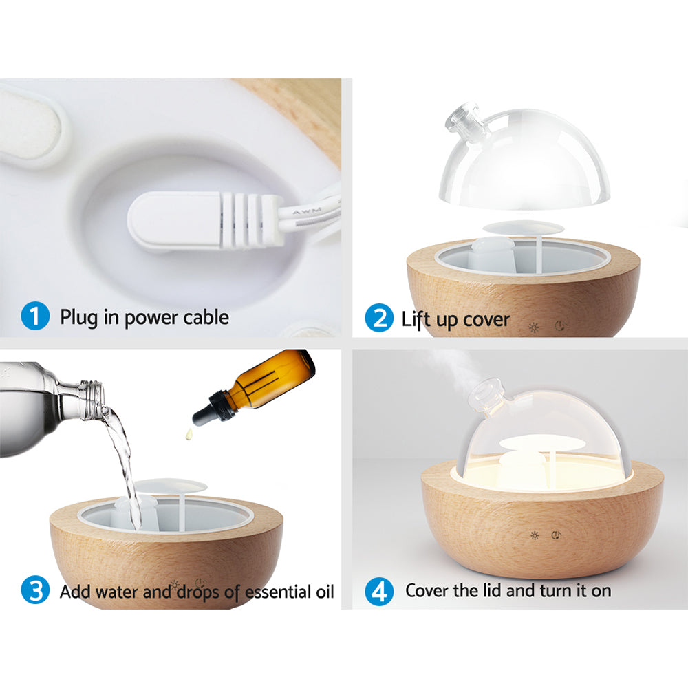 Devanti Aroma Diffuser Aromatherapy Humidifier Purifier Essential Oil LED Glass - ZenDiffusers.com.au