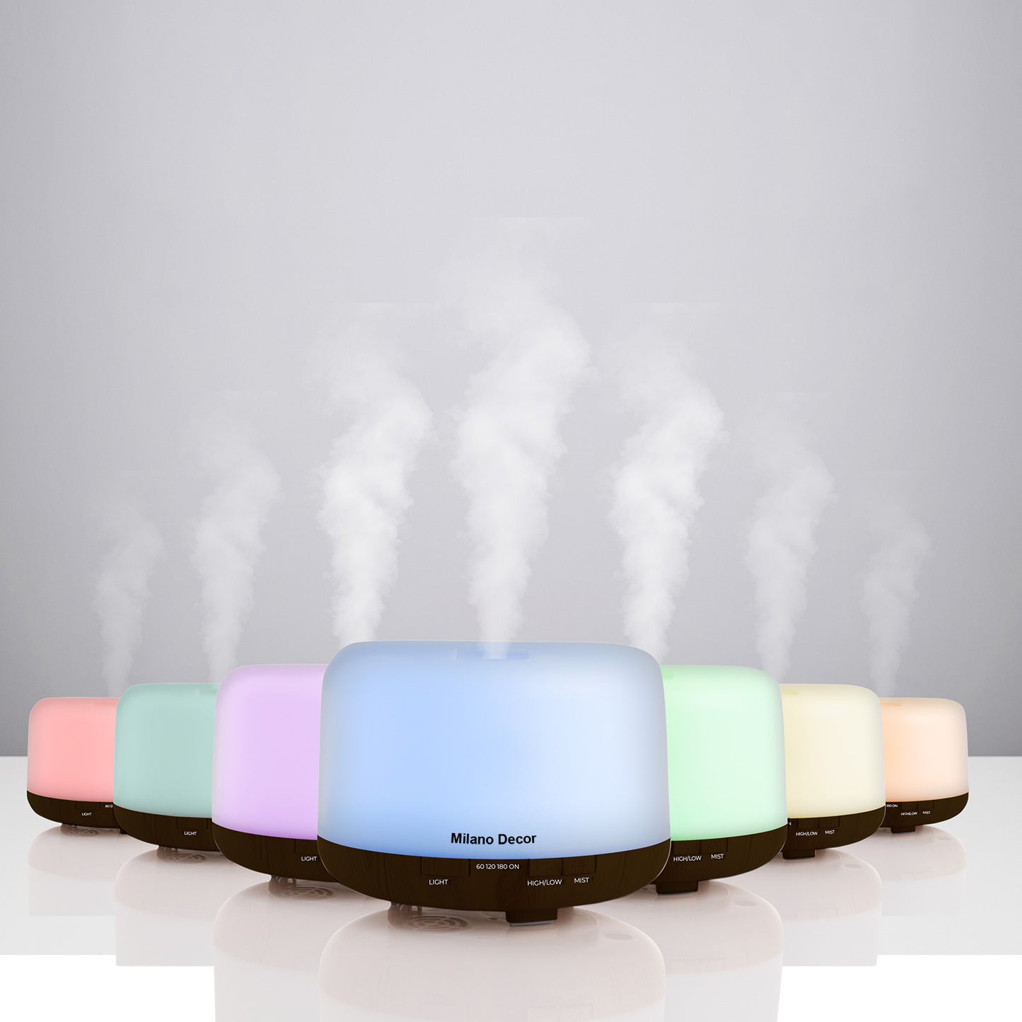 Milano Decor Mood Light Diffuser 500ml Ultrasonic Humidifier With 3 Pack Oils - Dark Wood - ZenDiffusers.com.au