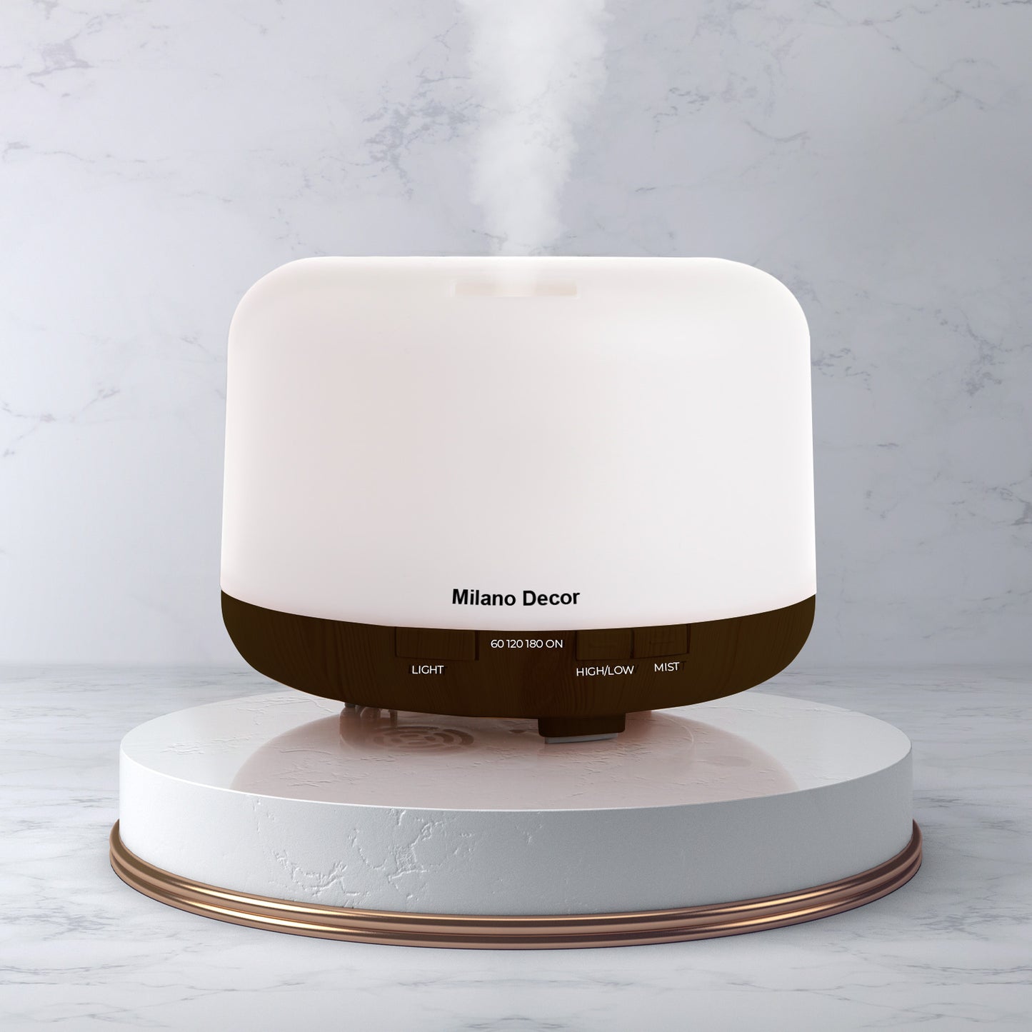 Milano Decor Mood Light Diffuser 500ml Ultrasonic Humidifier With 3 Pack Oils - Dark Wood - ZenDiffusers.com.au