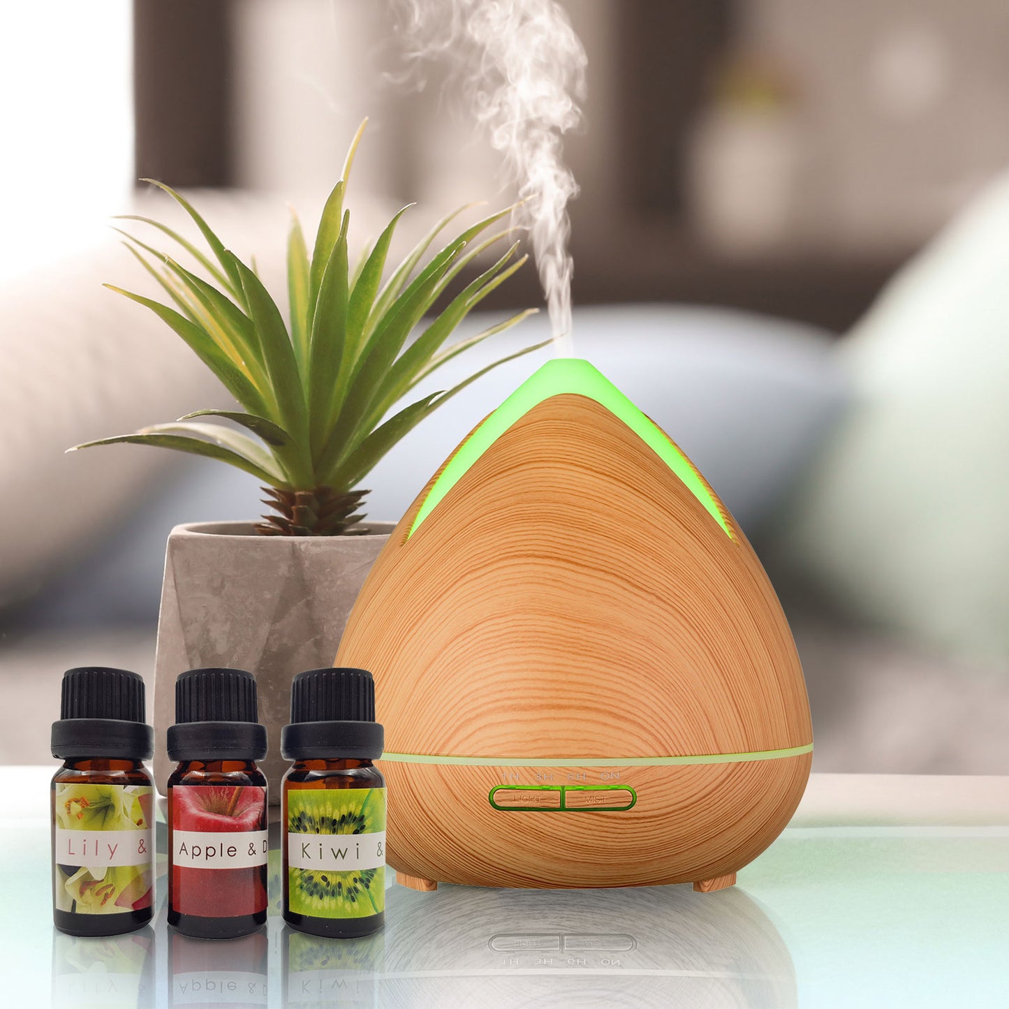 Essential Oils Ultrasonic Aromatherapy Diffuser Air Humidifier Purify 400ML - Light Wood - ZenDiffusers.com.au