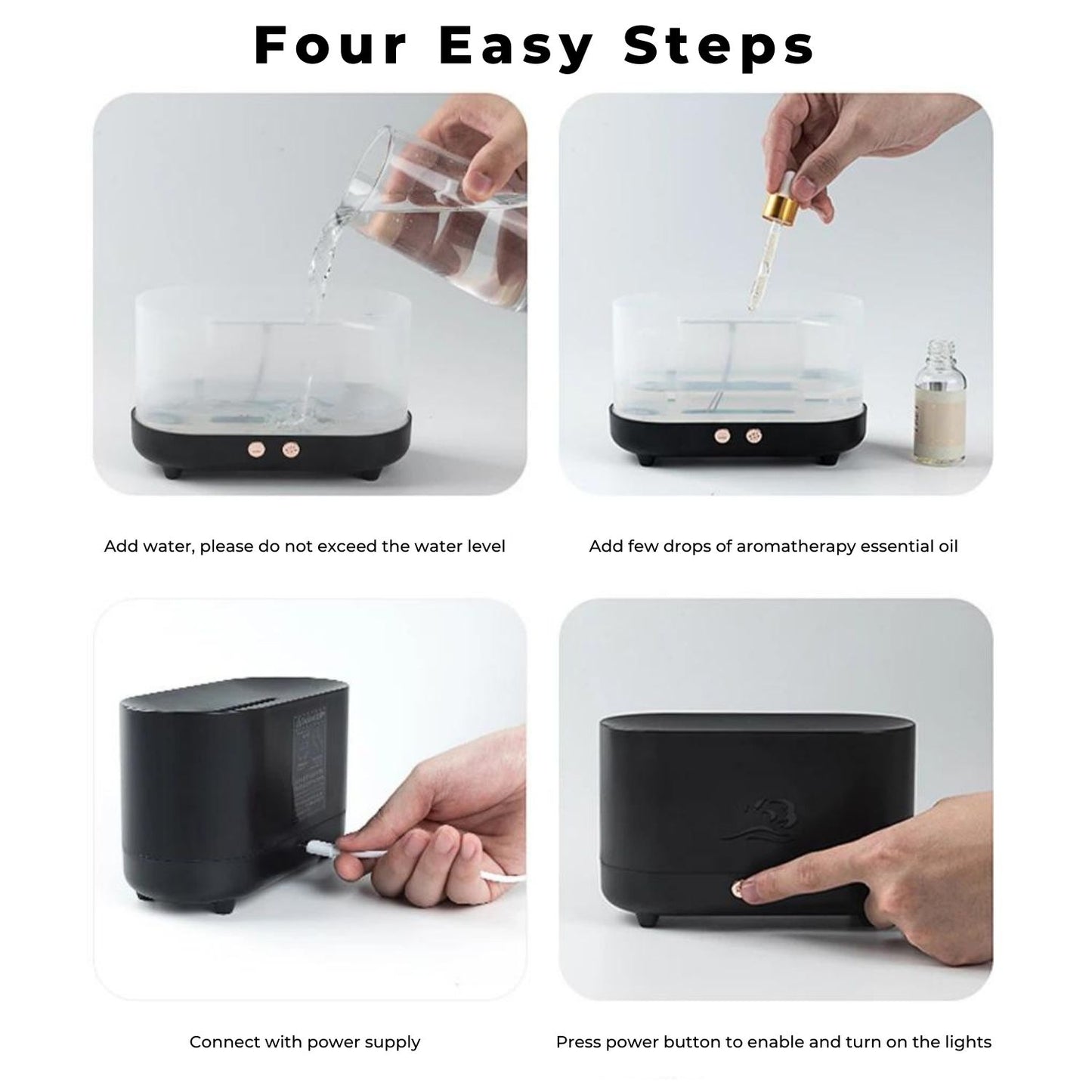 GOMINIMO Flame Humidifier Wind 225ml Black GO-AD-103-HGJ - ZenDiffusers.com.au