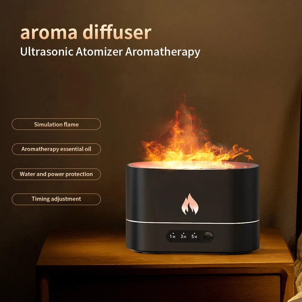 GOMINIMO Flame Humidifier Fire 250ml Black GO-AD-105-HGJ - ZenDiffusers.com.au