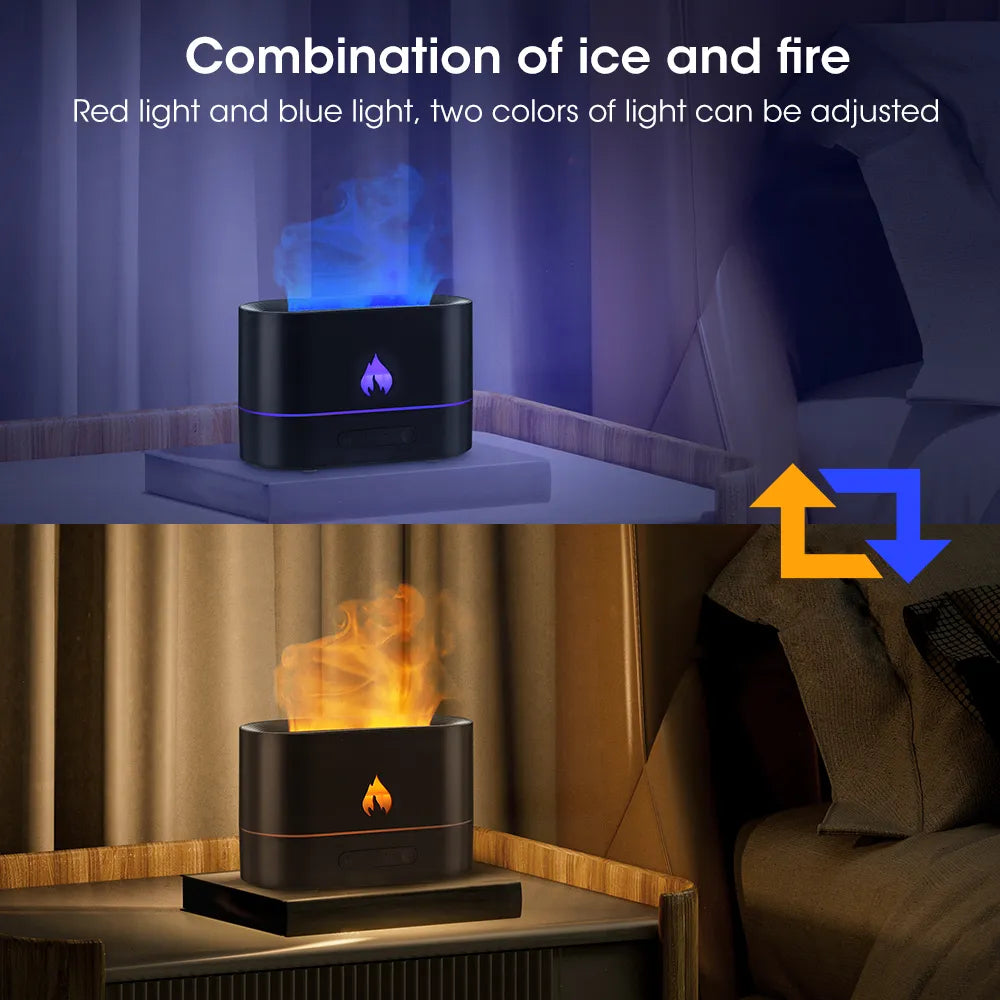 GOMINIMO Flame Humidifier Fire 250ml Black GO-AD-105-HGJ - ZenDiffusers.com.au