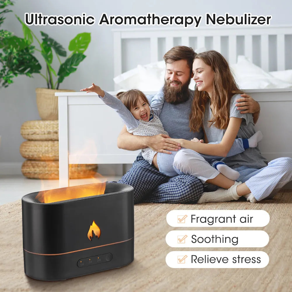 GOMINIMO Flame Humidifier Fire 250ml Black GO-AD-105-HGJ - ZenDiffusers.com.au