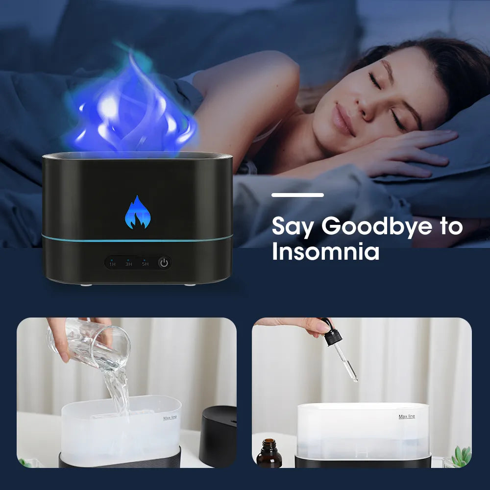 GOMINIMO Flame Humidifier Fire 250ml Black GO-AD-105-HGJ - ZenDiffusers.com.au