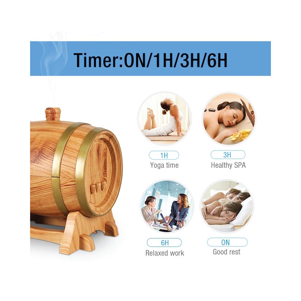 Essential Oil Aroma Diffuser - 350ml Barrel Wood Ultrasonic Air Mist Humidifier - Zen Eunoia