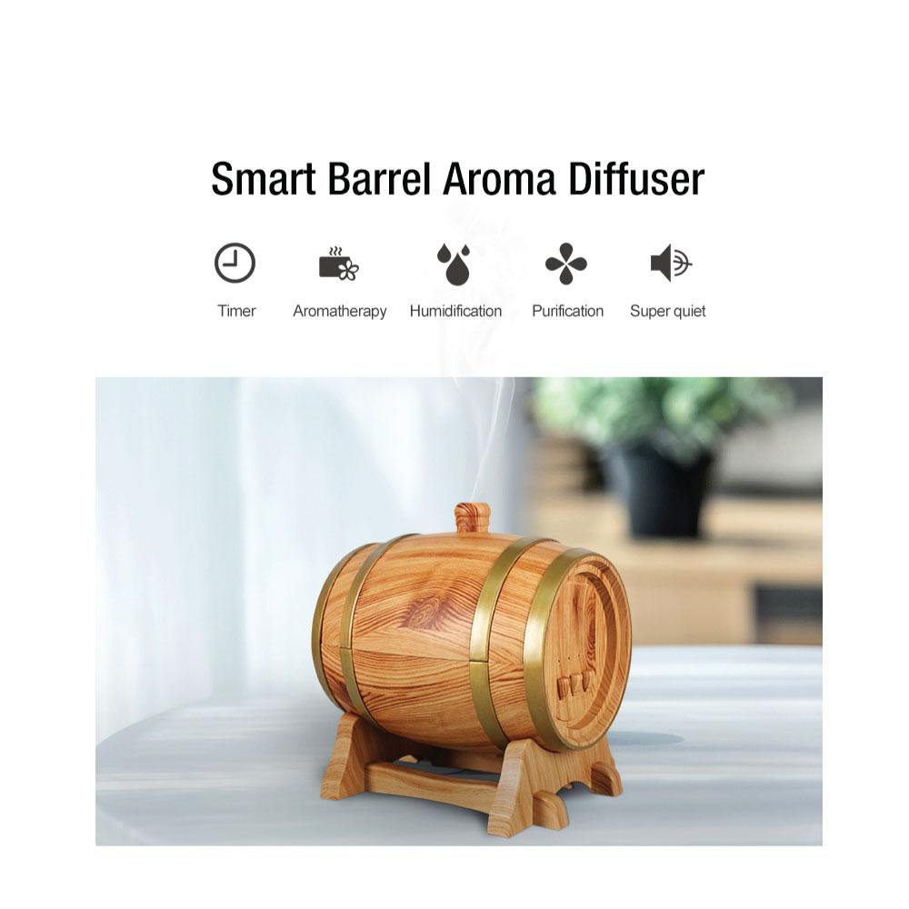 Essential Oil Aroma Diffuser - 350ml Barrel Wood Ultrasonic Air Mist Humidifier - Zen Eunoia