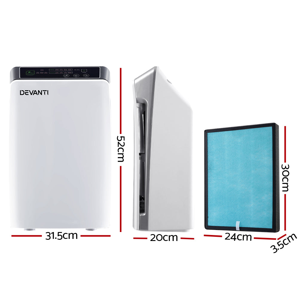 Devanti Air Purifier Home Purifiers HEPA Filter Odour Virus Smoke PM2.5 Remover - ZenDiffusers.com.au