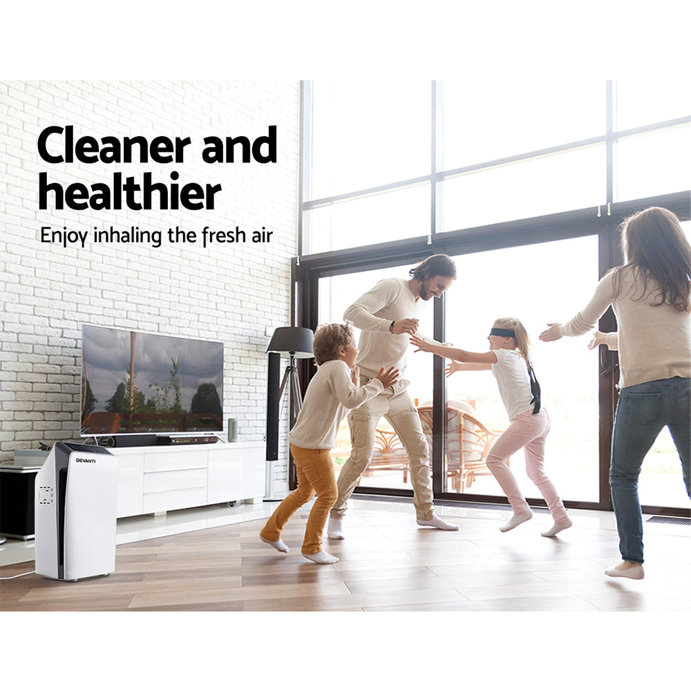 Devanti Air Purifier Home Purifiers HEPA Filter Odour Virus Smoke PM2.5 Remover - ZenDiffusers.com.au