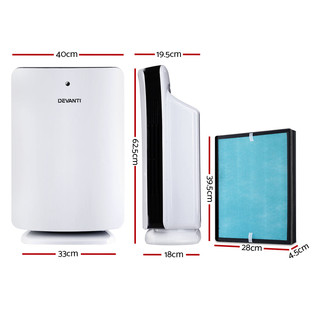 Devanti Air Purifier Freshener Carbon HEPA Filter Home Office Odour Cleaner - ZenDiffusers.com.au