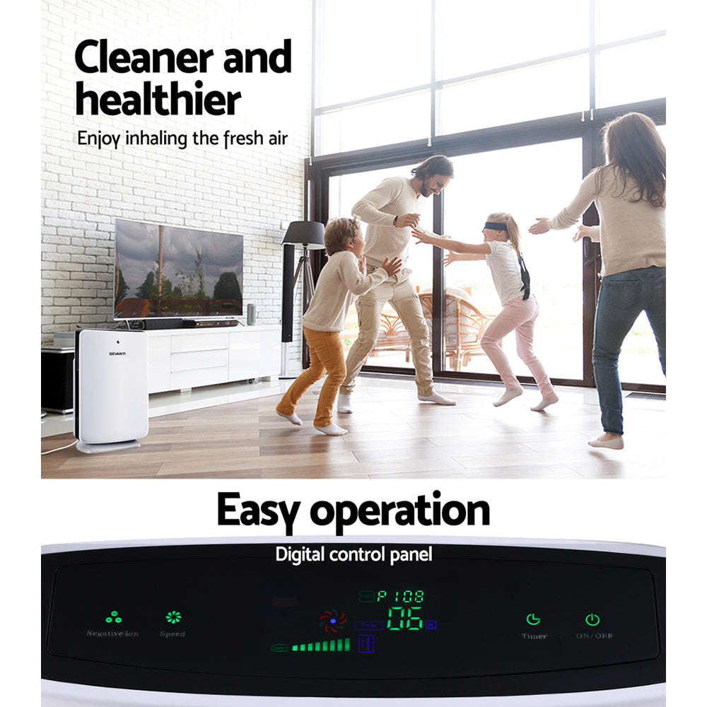 Devanti Air Purifier Freshener Carbon HEPA Filter Home Office Odour Cleaner - ZenDiffusers.com.au